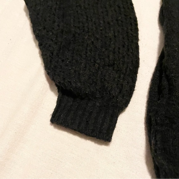 Free People Black V-Neck Twist Wrap Knit Pullover Sweater Women's Size S - Picture 6 of 15